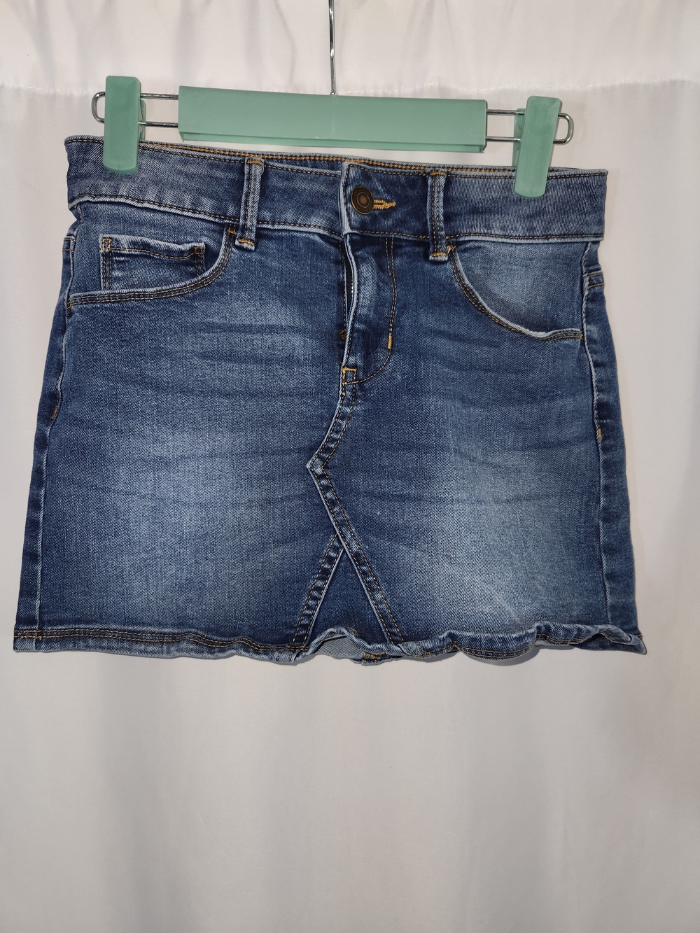 SO Girls Blue Denim Mini Skirt with Front Overlap